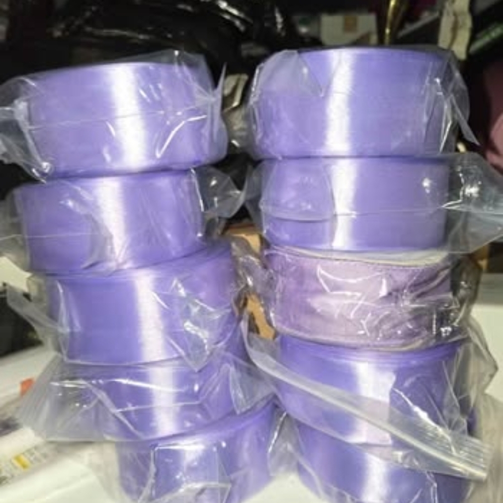 Lavender Satin Ribbon Rolls for Elegant Decor